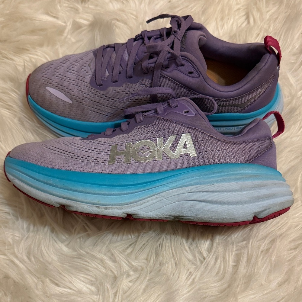 Hoka Women's Lavender and Aqua Athletic Shoes Bondi 8 Sz 8